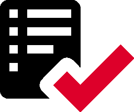 black vector checklist with red check mark