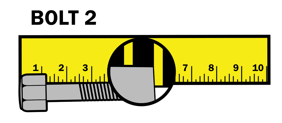 Zoomed-in view of where the second bolt lands on the 5 cm line