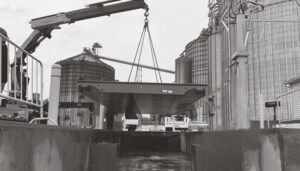 Truck Scale being installed into the foundation.